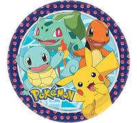 Amscan 9904820-66 - Platos Pokemon, 8 unidades, diámetro 23 cm, papel, platos de papel, platos de fiesta, vajilla desechable, cumpleaños infantil