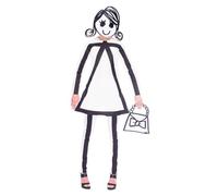 amscan-9905098 Stick Woman Disfraz de palo de Halloween para mujer, 3 piezas, dibujo animado, color blanco, 8-10 (9905098)