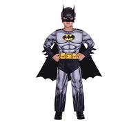 amscan 9906058 - Disfraz clásico de Batman con licencia oficial de Warner Bros. Edad: 4-6 años, negro y gris