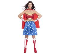 amscan 9906147 Disfraz de Warner Bros DC Comics para mujer maravilla con licencia oficial para mujer adulta (talla de vestido británico 14-16)