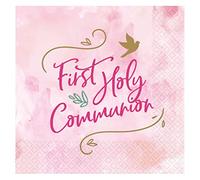 Amscan 9906210 - Servilletas de almuerzo rosa para la primera comunión - Paquete de 16