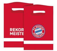 amscan 9906512 - FC Bayern Múnich Bolsas de Papel, 8 Unidades, tamaño 15,8 x 23,6 cm, Color: Azul, Blanco y Rojo, con Logotipo, récord, Bolsa de Regalo para Regalos o Visita, con Correa