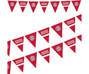 amscan 9906516 FC Bayern Múnich - Banderín (400 x 19,5 cm, plástico, Guirnalda para Fiestas de Fans o de fútbol, decoración Colgante, decoración récord Maestro