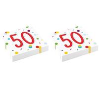 amscan 9906764 Servilletas de Almuerzo de 33 cm para 50 cumpleaños, Multicolor, 20 (Paquete de 2)