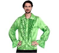 amscan-9907012 Camisa de discoteca de satén para hombre adulto, estándar, con impresión, color verde, Talla única (9907012)