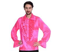 amscan 9907016 Camisa de Discoteca Rosa Satinado para Hombre Adulto, Talla L