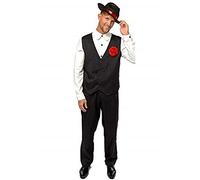 amscan-9907058 Disfraz de hombre gángster adulto (estándar), color negro, Standard (39-41 chest) (9907058)