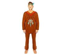 amscan-9907082 Disfraz de nativo americano para hombre adulto, talla L, color marrón, (9907082)