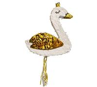 amscan 9907509-Piñata de Cisne (40 x 46 x 7 cm), Blanco, Color Dorado (9907509)