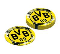 amscan 9908529 - Juego de 12 Tapas de Cerveza del Borussia Dortmund, 10,7 cm, Posavasos, vajilla desechable, fútbol, Fiesta, fanático, cumpleaños