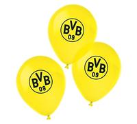 amscan 9908533-Globos BVB, 6 Unidades, tamaño 27,5 cm/11", Borussia Dortmund, Látex, Decoración, Fútbol, Fiesta, Fan, Cumpleaños, Color Negro/Amarillo, Talla única (9908533)