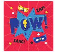 Amscan 9909088 - Servilletas de almuerzo para fiesta de cumpleaños de superhéroes para niños, paquete de 16