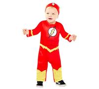 amscan-Disfraz Flash 6-12 Meses Niño Mameluco, dibujos animados, multicolor, (361-9909320_0194099032124)