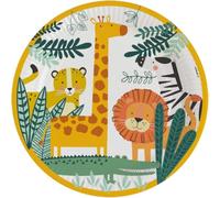 amscan 9909345-66 Get Wild - Platos desechables (8 unidades, 23 cm de diámetro, papel, safari, platos de cartón, platos de fiesta, vajilla desechable, cumpleaños infantil)