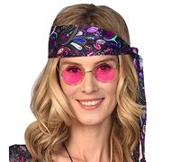 amscan 9909443 - Gafas redondas de estilo hippie de los años 70, color rosa