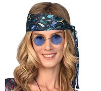 amscan 9909446 - Gafas redondas de estilo hippie de los años 70, color azul