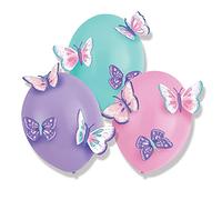 amscan 9909727-Globos de látex con Apliques de Papel, 3 Unidades, diseño de Mariposas, Globos para decoración de cumpleaños Infantiles, Multicolor (9909727)