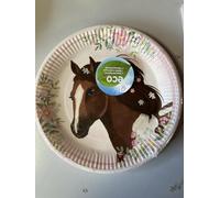 amscan 9909874-66 Beautiful Horses - Platos desechables (8 unidades, 22,8 cm de diámetro, papel, caballos, platos de cartón, platos de fiesta, vajilla desechable, cumpleaños infantil)