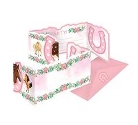 amscan 9909886 - Tarjetas de invitación (8 tarjetas con sobres rosas), diseño de caballo