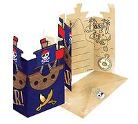 amscan 9909920 - Tarjetas de invitación pirata, 8 tarjetas con sobre a juego, invitaciones, cumpleaños infantiles, fiestas temáticas, carnaval