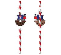Amscan 9909923 - Pajitas piratas para beber, pack de 8, pajitas de papel, decoración de mesa, bebidas, cumpleaños infantiles, carnaval, fiesta temática