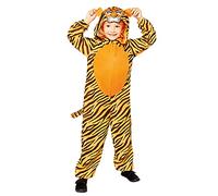 amscan 9910078 Disfraz de Mono Con Estampado de Tigre, 10-12 Años diseño Edad, color negro/naranja
