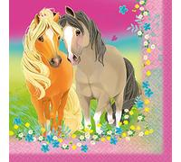 Amscan 9911588 Pretty Pony - Servilletas de papel (20 unidades, 33 x 33 cm), diseño de ponis y flores