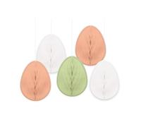 Amscan 9913405 - Decoraciones Colgantes de Papel Pastel con Forma de Huevo de Pascua - Paquete de 5