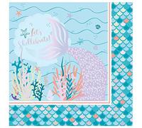 Amscan 9914384 - Servilletas de almuerzo para fiesta de cumpleaños de niños de Mermaid Tales - Paquete de 16