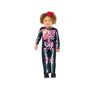 amscan 9914793 Disfraz de esqueleto floral para niños pequeños, disfraz de Halloween para niñas y niños (18-24 meses)