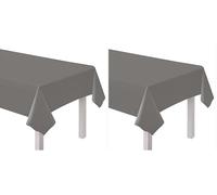 amscan 9915405-215 - Mantel de plástico Reutilizable ecológico para Mesa, Color Gris Grafito, 2,74 m (Paquete de 2)