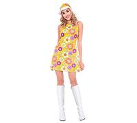 amscan 9915489 - Disfraz de Flower Power para adultos de los años 60 (vestido del Reino Unido