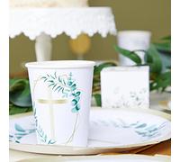 amscan 9915624-66 - Vasos de papel para fiestas de bautizo, comunión o confirmación, 8 unidades