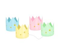 amscan 9916951 - Pack de 8 coronas para fiesta de cumpleaños de papel de pastel de loco, multicolor