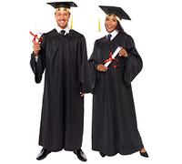 amscan 9917591 Bata de graduación unisex para adultos y sombrero de mortero, negro, M/L