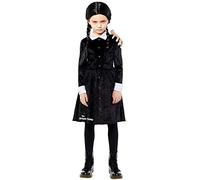 amscan 9917650 - Disfraz oficial de Miércoles Addams para niñas de 4 a 6 años