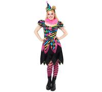 amscan 9917869 Disfraz de payaso de terror de Halloween para mujer, multicolor, tamaño: 10-12