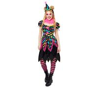 amscan 9917873 Disfraz de payaso de terror de Halloween para mujer, multicolor, tamaño: 18-20