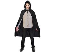 amscan 9918093 - Capa larga negra de Halloween para adultos con capucha y cierre de corbata en el cuello