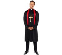 amscan 9918336 Disfraz de vicario para hombre, bata y bufanda para adultos, talla XXL plus