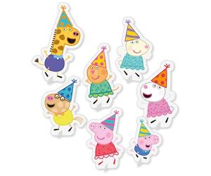Amscan 9918342 - Peppa Pig - Decoración de mesa de fiesta de cumpleaños infantil con dispersiones y personajes de pie, paquete de 8