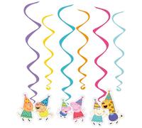 Amscan 9918348 - Peppa Pig - Decoraciones colgantes de remolino para fiestas de cumpleaños infantiles, paquete de 6