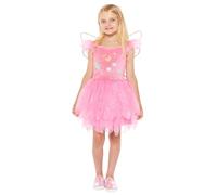 amscan 9918389 - Vestido de hada rosa para niñas con corpiño y alas 3D para disfraz de niños de 4 a 6 años