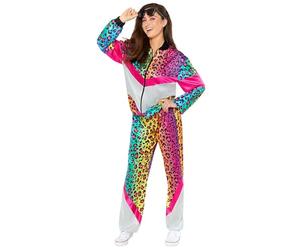 amscan 9919053 - Disfraz unisex de los años 80 con estampado de animales de neón para adultos, talla S