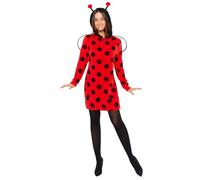 Amscan 9919083 - Disfraz de mariquita de forro polar con cremallera y capucha y alas para adultos, talla S/M