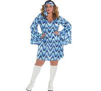amscan- Blue Disco Lady Spiderman, Harry Potter, Wonder_Woman, Elsa, Naruto Conjunto de Disfraz, patrón de Ondas, Multicolor, 14-16 (847828)