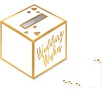 Amscan- Caja de Deseos, Color Blanco/Oro, 25 x 25 x 25 cm (9913267)