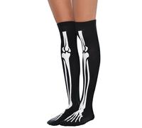 Amscan Calcetines Esqueleto Largos Sobre La Rodilla Negro Blanco One Size