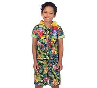 amscan Childs Hawaiian Flower Boys Black Hawaii Hula Set Fancy Dress Costume