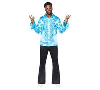 amscan Disfraz Adulto Camisa de Satén con Volantes Azul Talla Pequeña